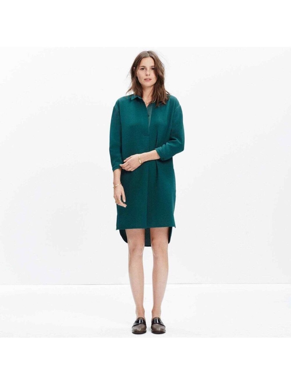 Madewell Teal High-Low Shirt Dress
